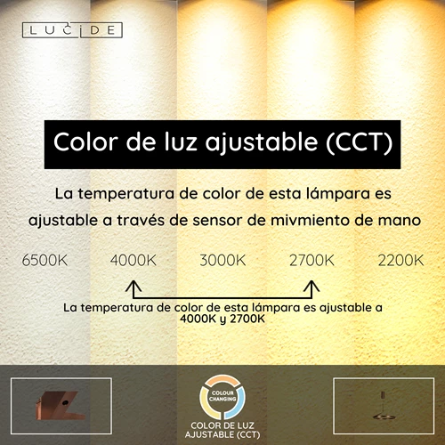 Lucide APPLAUSE - Lámpara colgante - Ø 60 cm - LED Regul. - CCT - 1x32W 2700K/4000K - Sensor de movimiento de mano - Café | Premium - USP